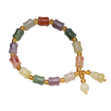 Natural Silk Agate Bamboo Beads Bracelet Women Bangle Lucky Charm Gourd Pendant