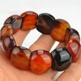 National Style Natural Silk Wrapped Agate Bracelet Men Women
