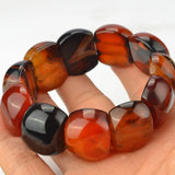 National Style Natural Silk Wrapped Agate Bracelet Men Women