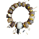 Natural Silk Wrapped Agate Single Loop Bracelet, Men's Style