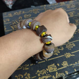 Natural Silk Wrapped Agate Single Loop Bracelet, Men's Style