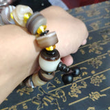 Natural Silk Wrapped Agate Single Loop Bracelet, Men's Style