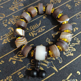 Natural Silk Wrapped Agate Single Loop Bracelet, Men's Style