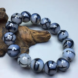 White Dragon Pattern Agate Bracelet National Wind Buddha Bead Jewelry