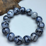 White Dragon Pattern Silk Wrap Agate Bracelet