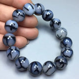 White Dragon Pattern Silk Wrap Agate Bracelet