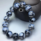 White Dragon Pattern Agate Bracelet National Wind Buddha Bead Jewelry