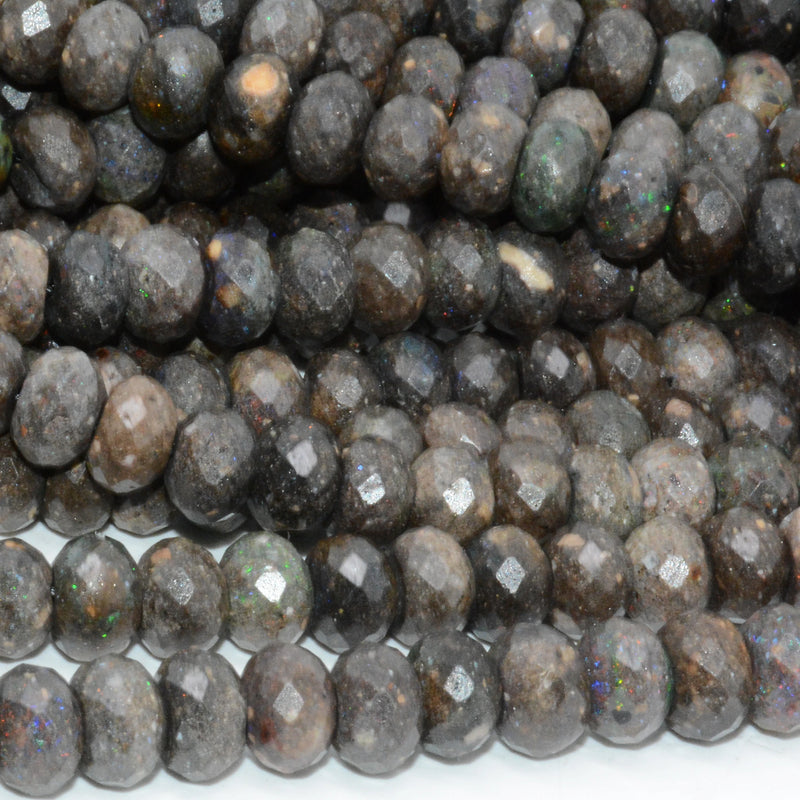 Natural Grey Opal Faceted Rondelle Beads 7.8mm-8mm