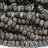 Natural Grey Opal Faceted Rondelle Beads 7.8mm-8mm
