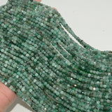 Natural Emerald Cube Bead 3.8mm, Light