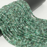 Natural Emerald Cube Bead 3.8mm, Light