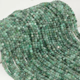 Natural Emerald Cube Bead 3.8mm, Light