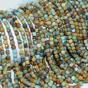 Hubei Turquoise Cube Beads 4.2-4.5mm