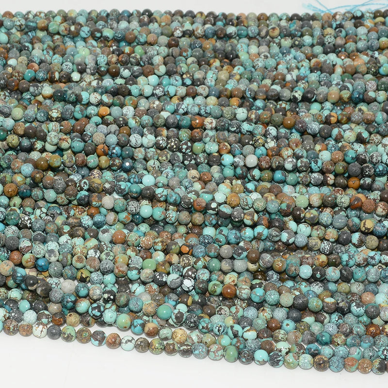 Natural Hubei Turquoise Loose Round Beads 4mm-4.2mm