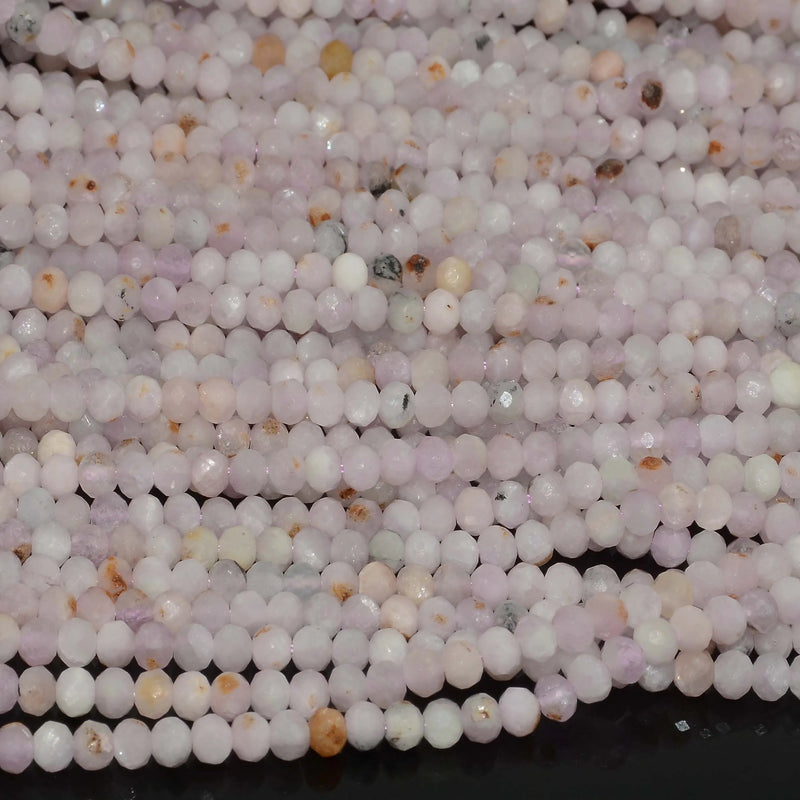 Natural Kunzite Faceted Rondelle Beads 4.2mm - Spots and Defects