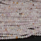 Natural Kunzite Faceted Rondelle Beads 4.2mm - Spots and Defects
