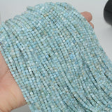 3mm Larimar Edge Faceted Cube Beads