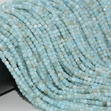 3mm Larimar Edge Faceted Cube Beads