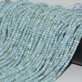 3mm Larimar Edge Faceted Cube Beads