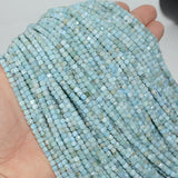3mm Larimar Edge Faceted Cube Beads