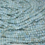 3mm Larimar Edge Faceted Cube Beads