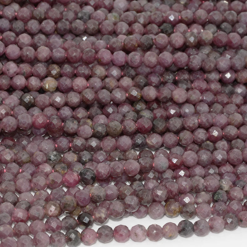 Natural Ruby Myanmar Faceted Round Beads 4mm
