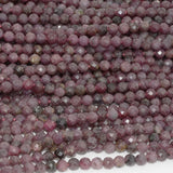 Natural Ruby Myanmar Faceted Round Beads 4mm