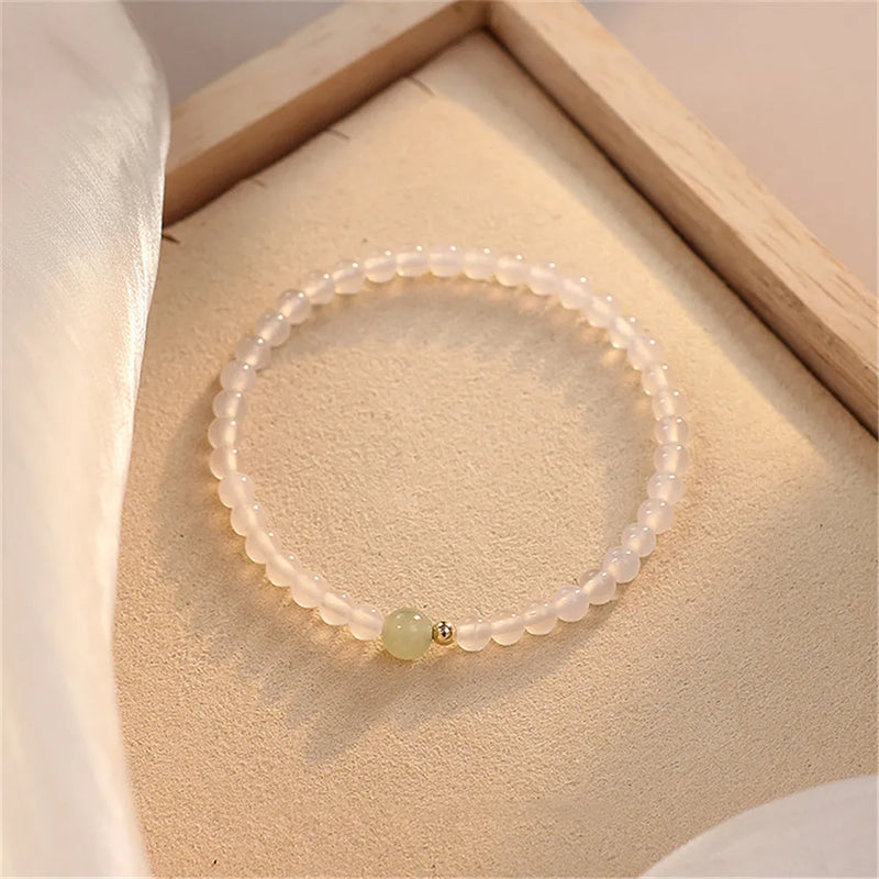 Vintage Single Bead Hetian Jade 4mm Agate Bracelet