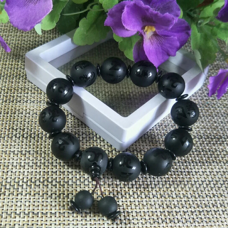 Natural Agate Bead Jade Bracelet Lucky Exorcise Evil Spirits Auspicious Amulet