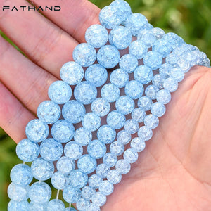 Sky Crackle Glass Stone Beads Charm Spacer Bulk Bead Jewelry Making