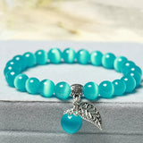 Sky Opal Hand Carved Pearl Jade Bracelet for Women