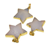 Chalcedony Stone Star Pendant for Jewelry Making Women Plating Bezel Gem