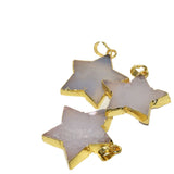 Chalcedony Stone Star Pendant for Jewelry Making Women Plating Bezel Gem