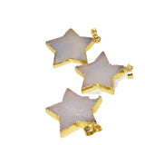 Chalcedony Stone Star Pendant for Jewelry Making Women Plating Bezel Gem
