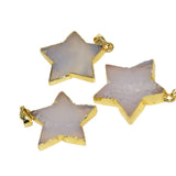 Chalcedony Stone Star Pendant for Jewelry Making Women Plating Bezel Gem