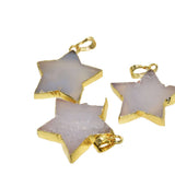Chalcedony Stone Star Pendant for Jewelry Making Women Plating Bezel Gem