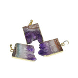 Natural Slice Geode Druzy Amethysts Stone Point Pendant Purple Crystal Quartz