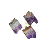 Natural Slice Geode Druzy Amethysts Stone Point Pendant Purple Crystal Quartz