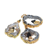 Natural Geode Druzy Stone Pendant Plating Tourmaline Heart Slab