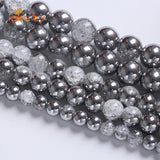 Round Sliver Snow Crackle Quartz Crystal Beads for Jewelry Making