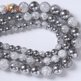 Round Sliver Snow Crackle Quartz Crystal Beads for Jewelry Making