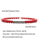 Natural Red Turquoise Beads Bracelet Lucky Armband Men Women