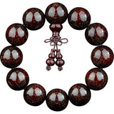 Red Sandalwood Bracelet with Golden Stars Filigree Nanmu Beads