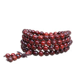 Red Sandalwood Bracelet with 108 Buddha Beads and Rosary Beads