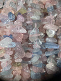 Aquamarine Morganite Tourmaline Pink Gemstone Chips Beads Strand
