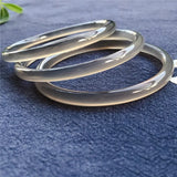 Natural Smoke Gray Chalcedony Hand Carved Thin Round Bracelet