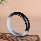 Hand Carved Smoke Gray Jade Bracelet Wide Design