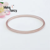 Natural Smoke Purple Chalcedony Agate Thin Round Bar Jingle Bracelet