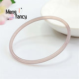 Natural Smoke Purple Chalcedony Agate Thin Round Bar Jingle Bracelet