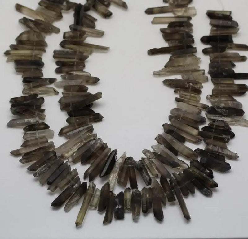 Natural Smoky Quartz Point Beads Top Drilled Jewelry